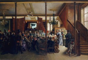 Auction Sale in Clinton Hall, New York, 1876 by Ignacio De Leon Y Escosura Oil Painting
