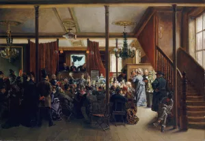 Auction Sale in Clinton Hall, New York, 1876 by Ignacio De Leon Y Escosura Oil Painting