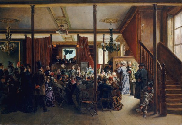 Auction Sale in Clinton Hall, New York, 1876  by Ignacio De Leon Y Escosura - Hand-Painted Oil Painting Reproduction