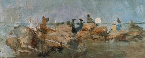 Anochecer en la escollera III by Ignacio Pinazo Camarlench Oil Painting