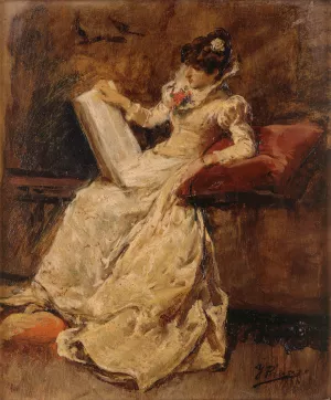 Figura femenina sentada by Ignacio Pinazo Camarlench - Oil Painting Reproduction