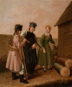 Lumberjacks by Ignacy Gepner Oil Painting