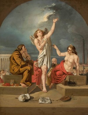 Symbolic scene - Tutto per Machina. Tutto per Denari by Ignacy Gierdziejewski Oil Painting