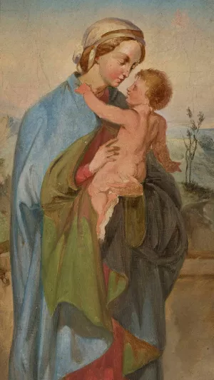 Virgin Mary with Jesus by Ignacy Gierdziejewski Oil Painting