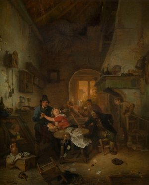 Cardplayers Quarreling by Ignatius Josephus Van Regemorter Oil Painting