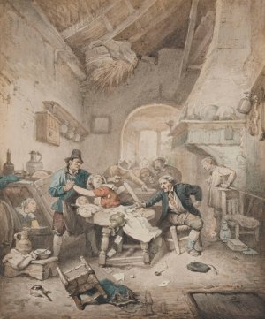 Cardplayers Quarreling by Ignatius Josephus Van Regemorter Oil Painting