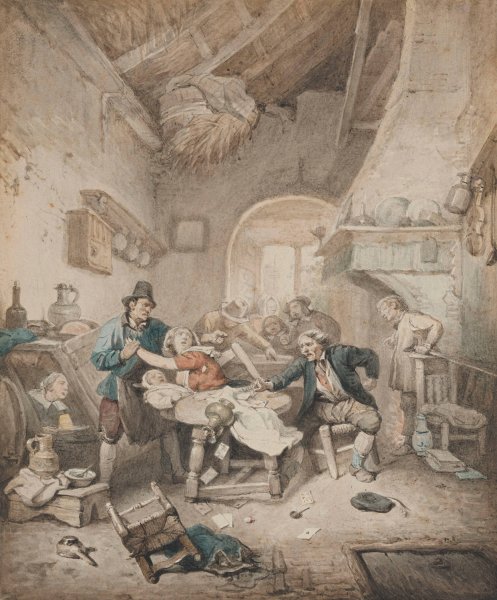 Main Product Photo of Cardplayers Quarreling Painting by Ignatius Josephus Van Regemorter