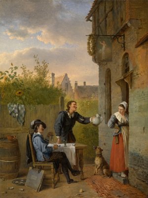 Tavern Scene by Ignatius Josephus Van Regemorter Oil Painting