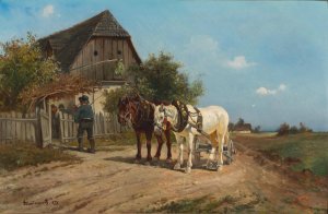 Besuch beim Heurigen by Ignaz Ellminger Oil Painting