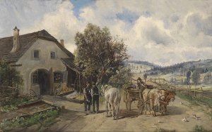 Vor der Schmiede by Ignaz Ellminger Oil Painting