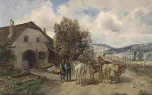 Vor der Schmiede by Ignaz Ellminger Oil Painting