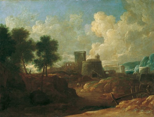 Flusslandschaft  by Ignaz Flurer - Hand-Painted Oil Painting Reproduction