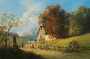 A summer day outdoors by Ignaz Raffalt Oil Painting