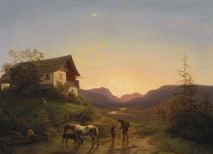 Abendstimmung by Ignaz Raffalt Oil Painting