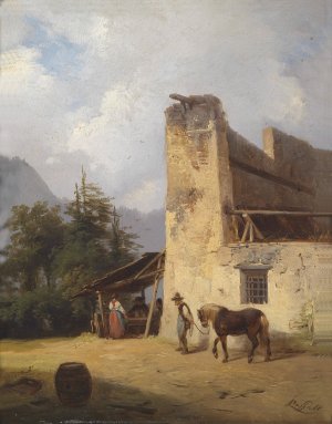 Beim Kohler by Ignaz Raffalt Oil Painting