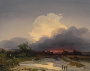 Heimkehr im Abendrot by Ignaz Raffalt Oil Painting