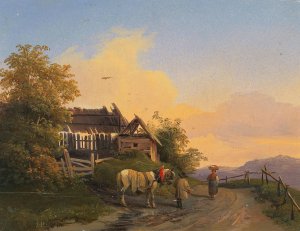 Returning Home at Dusk by Ignaz Raffalt Oil Painting