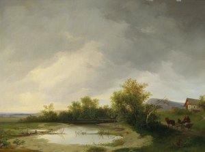 Returning home before the storm Oil painting by Ignaz Raffalt