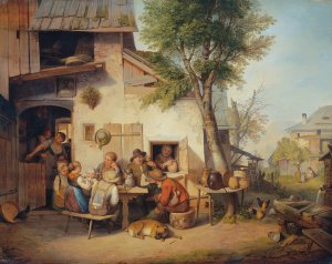 Vor der Dorfschenke by Ignaz Raffalt Oil Painting