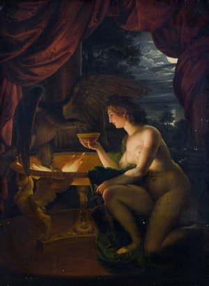 Hebe trankt den Adler des Zeus mit Nektar by Ignaz Unterberger Oil Painting
