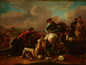 Skirmish with the Turks by Ignaz Wenzel Prasch Oil Painting