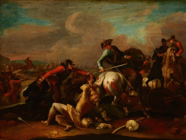 Skirmish with the Turks  by Ignaz Wenzel Prasch - Hand-Painted Oil Painting Reproduction