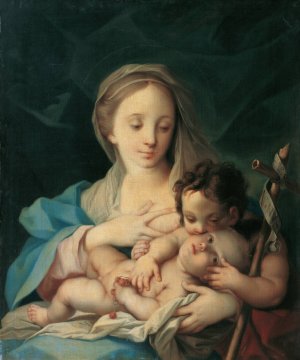 Maria mit dem Kind und dem Johannesknaben by Ignazio Stern Oil Painting