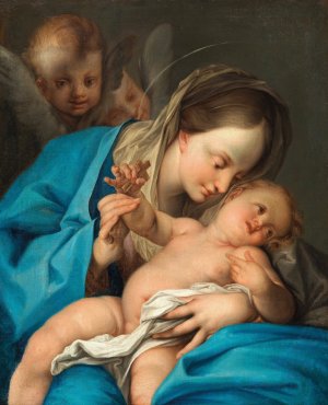 The Madonna and Child with angels by Ignazio Stern Oil Painting