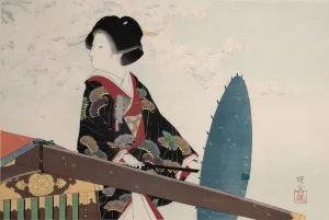 Cherry Blossoms, from the series Brocades of Edo by Ikeda Terukata Oil Painting