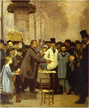 A Newspaper Seller in Paris by Ilia Efimovich Repin Oil Painting