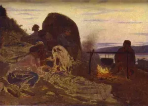 Barge Haulers by Campfire painting by Ilia Efimovich Repin