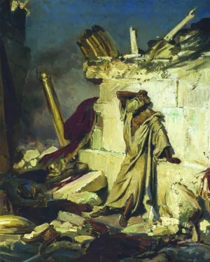 Cry of Prophet Jeremiah on the Ruins of Jerusalem painting by Ilia Efimovich Repin