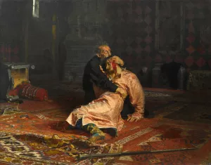 Ivan the Terrible and His Son Ivan on November 16, 1581 by Ilia Efimovich Repin - Oil Painting Reproduction