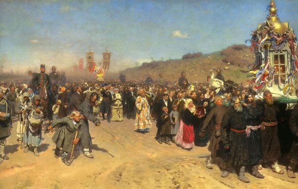 Krestny Khod Religious Procession in Kursk Gubernia by Ilia Efimovich Repin - Hand-Painted Oil Painting Reproduction