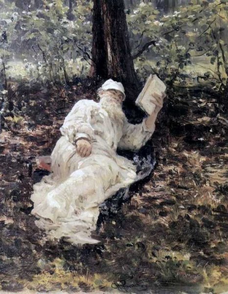 Main Product Photo of Leo Tolstoy in the Forest Painting by Ilia Efimovich Repin