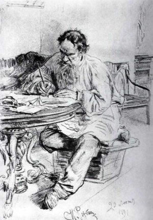 Leo Tolstoy Working Oil painting by Ilia Efimovich Repin