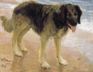 Man's best friend. by Ilia Efimovich Repin Oil Painting