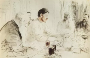 Maxim Gorky Reading in The Penates His Drama Children of the Sun Oil painting by Ilia Efimovich Repin