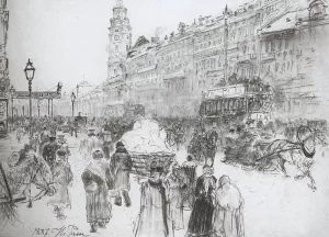 Nevsky Avenue by Ilia Efimovich Repin - Oil Painting Reproduction