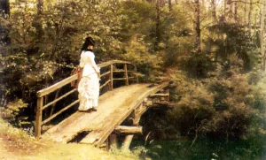 On a Bridge in Abramtsevo by Ilia Efimovich Repin Oil Painting