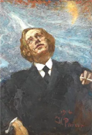 Poet-Futurist portrait of Vladimir Vladimirovich Mayakovsky by Ilia Efimovich Repin Oil Painting