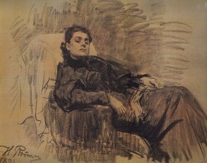 Portrait of actress Eleonora Duse by Ilia Efimovich Repin Oil Painting