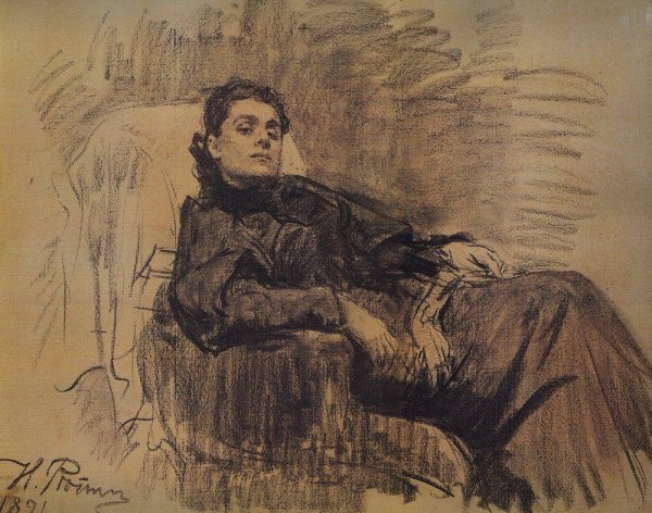 Portrait of actress Eleonora Duse by Ilia Efimovich Repin - Hand-Painted Oil Painting Reproduction