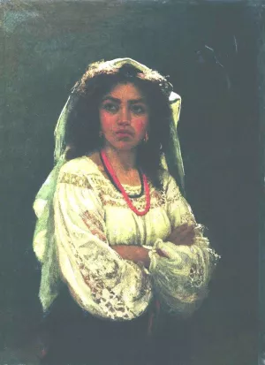Portrait of an Italian Woman by Ilia Efimovich Repin Oil Painting