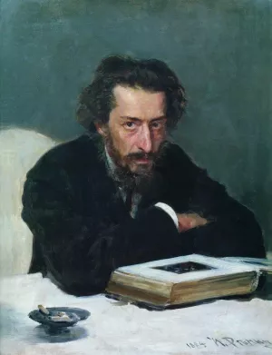 Portrait of Composer and Journalist Pavel Ivanovich Blaramberg by Ilia Efimovich Repin Oil Painting