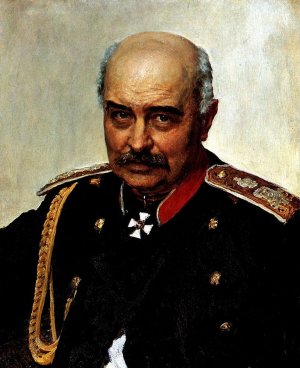 Portrait of General and Statesman Mikhail Ivanovich Dragomirov by Ilia Efimovich Repin Oil Painting