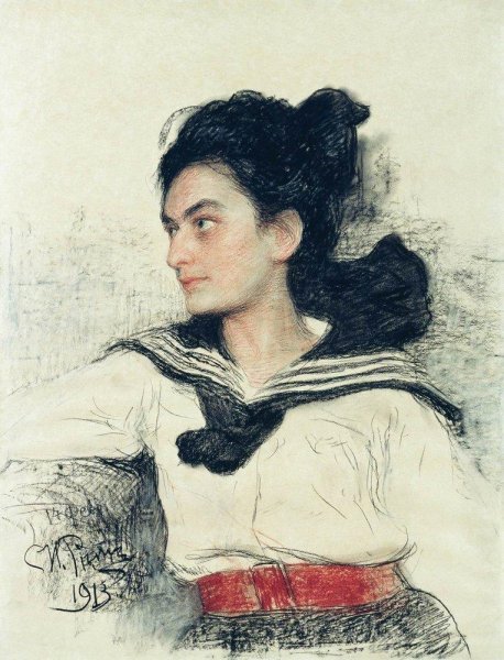 Portrait of Maria Osipovna Lowenfeld by Ilia Efimovich Repin - Hand-Painted Oil Painting Reproduction