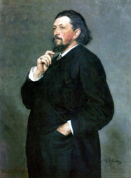 Portrait of Music Editor and Patron Mitrofan Petrovich Belyayev by Ilia Efimovich Repin - Hand-Painted Oil Painting Reproduction