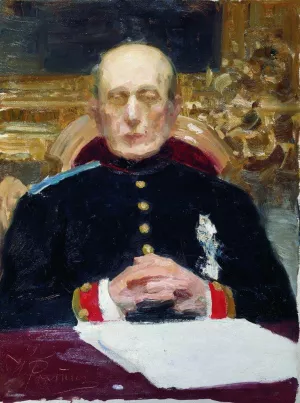 Portrait of Russian Statesman and Jurist Konstantin Petrovich Pobedonostsev by Ilia Efimovich Repin - Oil Painting Reproduction
