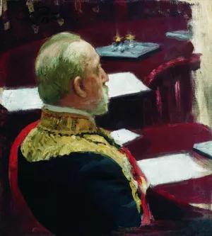 Portrait of Secretary of State General and Member of State Council Mikhail Nikolayevich Galkin-Vraskoi Study by Ilia Efimovich Repin - Oil Painting Reproduction